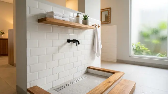 Tempat Wudhu Bernuansa Kayu dan Putih