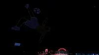 Pertunjukkan aksi ribuan drone menutup pagelaran Piala Presiden 2025 di Stadion Si Jalak Harupat, Kab. Bandung, Minggu (13/7/2025) malam WIB. (Bola.com/Bagaskara Lazuardi)