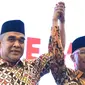 Sekjen Gerindra Ahmad Muzani memperkenalkan calon gubernur Lampung yang sudah diputuskan oleh Ketua Umum Partai Gerindra Prabowo Subianto, yakni Rahmat Mirzani Djausal untuk maju di Pilkada 2024. (Foto: Istimewa).