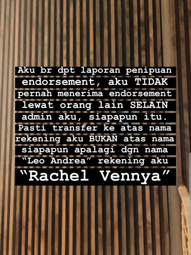 Unggahan Rachel Vennya. (Foto: Instagram @rachelvennya)