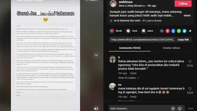 Surat diduga milik Jessica Wongso