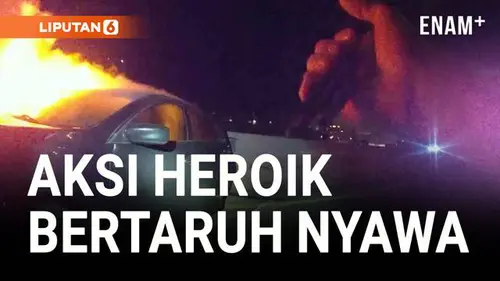  Detik-Detik Polisi Selamatkan Wanita Dari Mobil yang Terbakar
