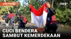Sambut HUT Kemerdekaan Indonesia, Warga Boyolali Cuci Bendera di Tengah Jalan!