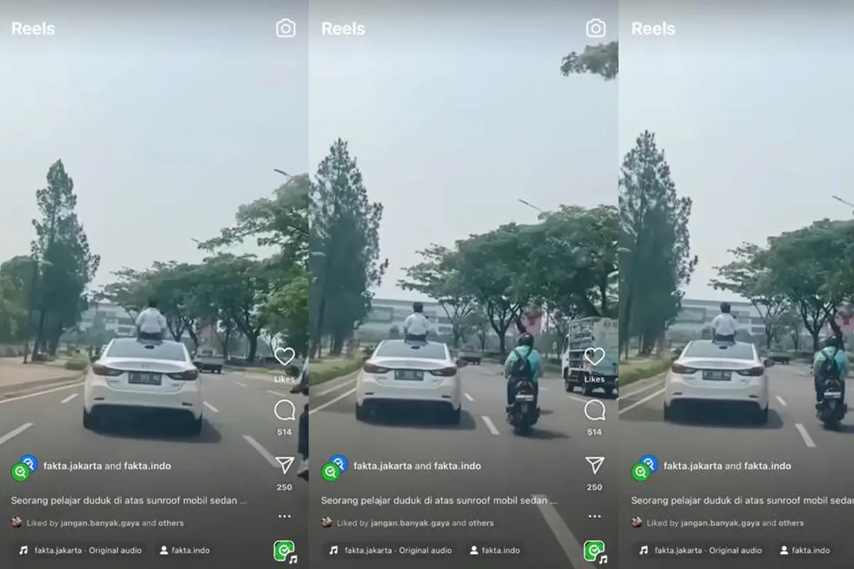 Anak Kecil Duduk Diatas Sunroof Mobil