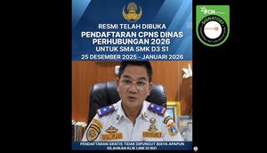 Tangkapan layar klaim link pendaftaran CPNS Dinas Perhubungan 2026 periode 20 Desember - Januari 2026 yang beredar di TikTok. Simak faktanya