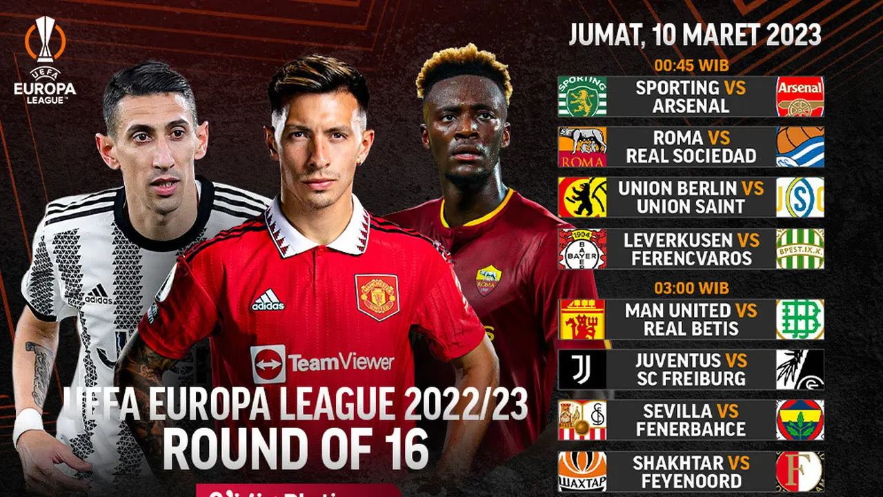 Jadwal Live Streaming Liga Eropa Babak 2022/2023 Babak 16 Besar Leg Pertama di Vidio