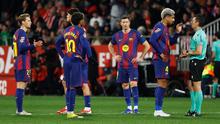 Barcelona menelan kekalahan 1-2 dari Girona pada laga pekan ke-24 La Liga di Estadi Municipal de Montilivi, Selasa (17/02/2026) dini hari WIB. (AP Photo/Joan Monfort)