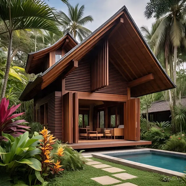 Gambar Model Rumah Kayu Modern Tropis