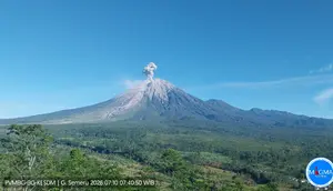 Gunung Semeru Erupsi 1.300 Meter Jumat Pagi