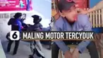 Nasib apes dialami oleh seorang maling motor yang tercyduk oleh pemiliknya.