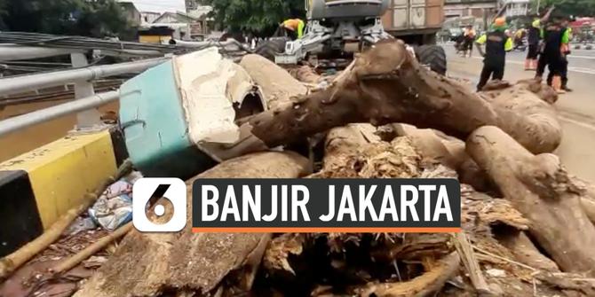 VIDEO: Banjir Membawa Sampah Gelondongan Kayu
