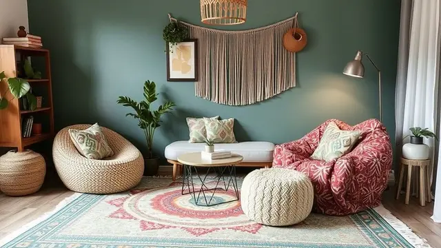dekor rumah gaya bohemian (ilustrasi by qwen.ai)