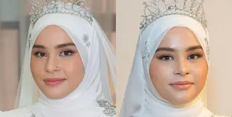 Selama acara pernikahan yang digelar tiga hari berturut-turut, Puteri Kerajaan Pahang Malaysia, Afzan Aminah tampil dengan rangkaian makeup natural yang memikat. [@rozlanassir].