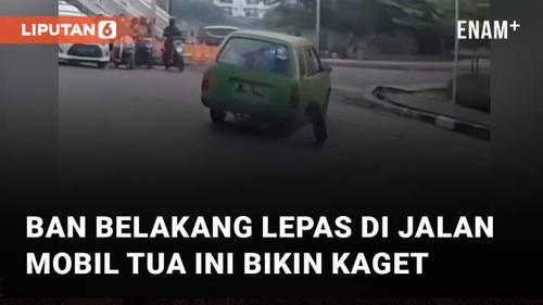 VIDEO: Ban Belakang Lepas di Jalan, Mobil Tua Ini Bikin Kaget