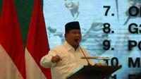 Menteri Pertahanan, Prabowo Subianto saat menjadi pembicara seminar pertahanan dalam rangkaian Munas KAHMI di Palu, Sabtu (26/11/2022). (Foto: Panitia Munas KAHMI).
