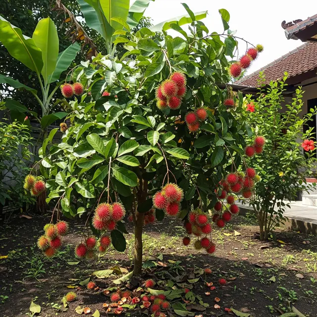 Cara Menanam Rambutan di Pekarangan agar Tidak Terlalu Besar dan Tetap Lebat Berbuah (AI Generate)
