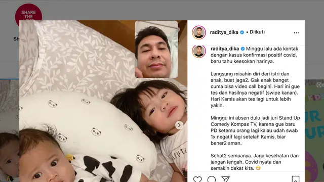 Unggahan Raditya Dika. (Foto: Instagram @radityadika)