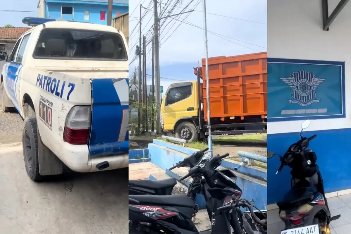Tangkapan layar video viral oknum polisi pakai motor warga yang disita sementara sebagai barang bukti di Lampung Selatan