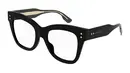 Dua versi dari kacamata hitam bundar bernuansa vintage ini juga hadir dalam warna hitam dan coeklat yang dicirikan dengan ukurannya yang besar dengan paku logam ikonis (Foto: Gucci)