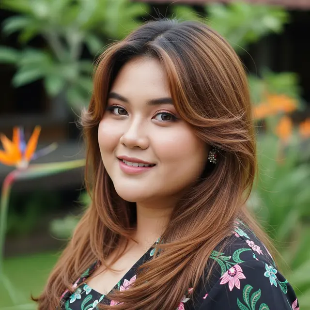Model Rambut Panjang Wanita Chubby (Image by Gemini AI)