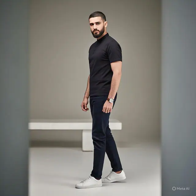 Kemeja Hitam Lengan Pendek + Celana Jeans: Semi-Formal yang Simpel