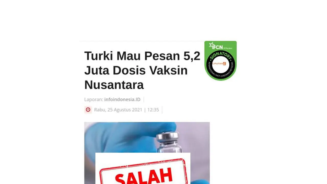 Cek Fakta vaksin nusantara dipesan Turki