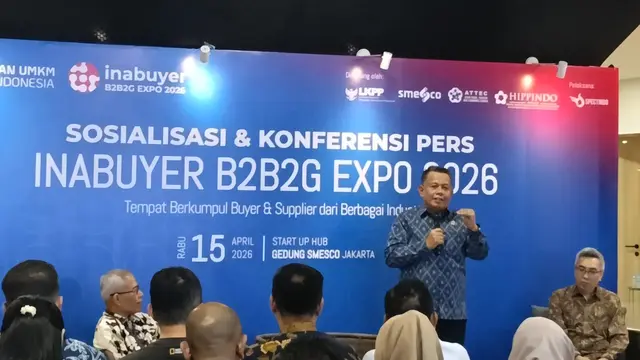 Wakil Menteri Usaha Mikro, Kecil, dan Menengah (UMKM) Helvi Moraza di SME Tower, Jakarta, Rabu (15/4/2026). (Liputan6.com/Maulandy)