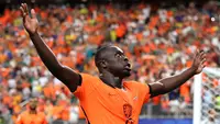 Striker Belanda Brian Brobbey merayakan gol ke gawang Swedia pada laga Grup F Piala Dunia 2026 di Houston Stadium, Minggu (21/6/2026) dini hari WIB. (AFP/Molly Darlington)