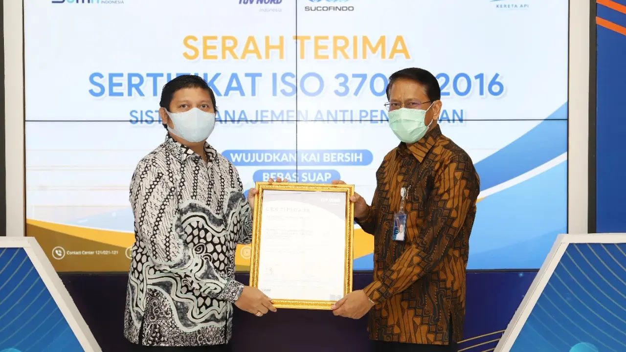 PT Kereta Api Indonesia (Persero)atau KAI  memperoleh Sertifikat ISO 37001:2016