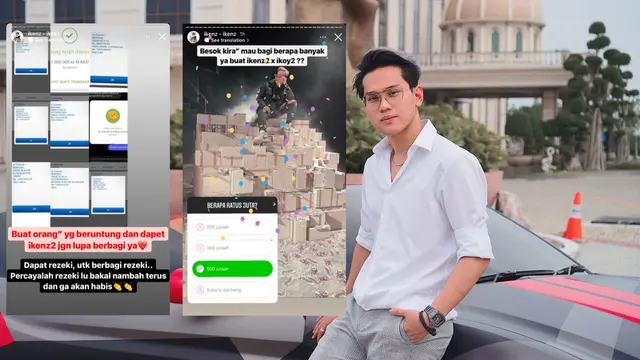 Indra Kesuma atau yang akrab disapa Indrakenz bagi-bagi uang di ikenz-ikenz