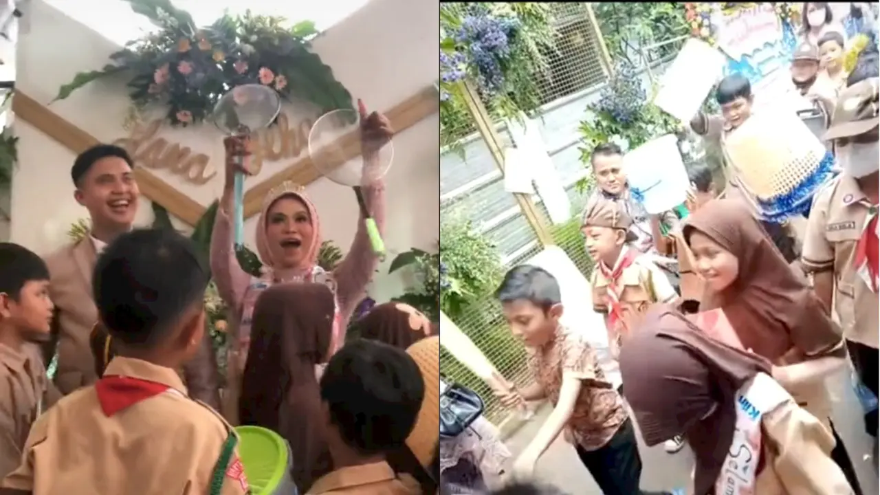 Murid beri kejutan di nikahan Ibu Guru.