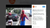 Aksi heroik Spiderman di JLNT Casablanca (Istimewa)