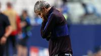 Quique Setien terancam dipecat usai Barcelona dikalahkan Bayern Munchen. (Rafael Marchante / POOL / AFP)