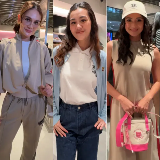 Luna Maya, Aaliyah Massaid, dan Amanda Rawles hadir di opening store Onitsuka Tiger Plaza Indonesia. [Anisha/Fimela]