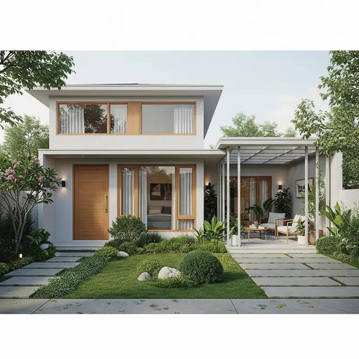 7 Model Rumah 7x10 Meter Minimalis dengan Teras dan Taman Depan Cantik, Estetik dan Instagramable