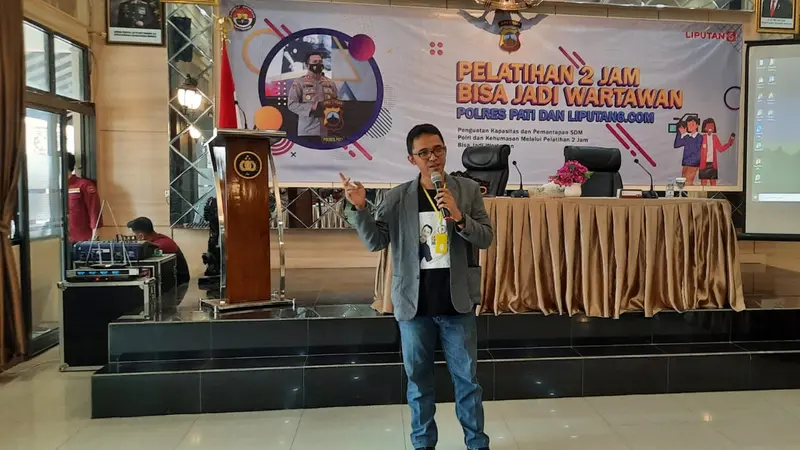 Team Liputan6.com saat memberikan Pelatihan Jurnalistik di Polres Pati