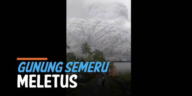 VIDEO: Gunung Semeru Meletus, Gelap Gulita dan Angin Kencang Cemaskan Warga