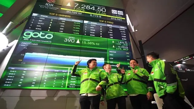 Pencatatan perdana saham PT GoTo Gojek Tokopedia Tbk (GOTO), Senin (11/4/2022) (Dok: BEI)