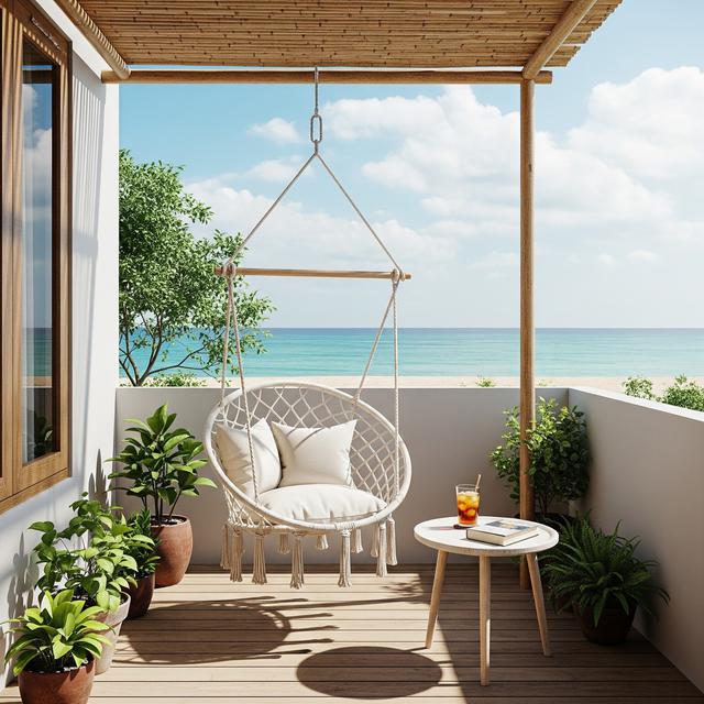 12 Desain Teras Rumah Kecil dengan Kursi Gantung, Area Sempit Jadi Ruang Santai