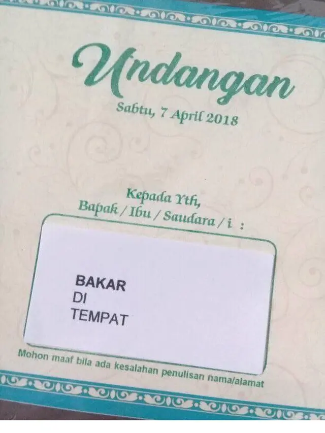Nama Lucu di Undangan Pernikahan Ini Kocak Abis