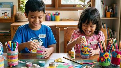 Cara Membuat Tempat Pensil dari Botol Bekas untuk Meja Anak, Mudah dan Kreatif