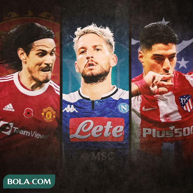 Ilustrasi - Edinson Cavani, Dries Mertens, Luis Suarez