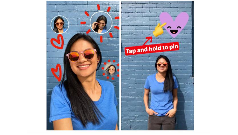 Stiker Selfie dan pin stiker di Instagram Stories (Sumber: Ubergizmo)