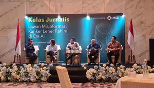 Prof. DR. Dr. Soedjatmiko, Sp.A (K), MSi dalam acara Kelas Jurnalis 2025: Lawan Misinformasi Kanker Leher Rahim di Era AI, Jakarta Selatan, Senin (17/11/2025).