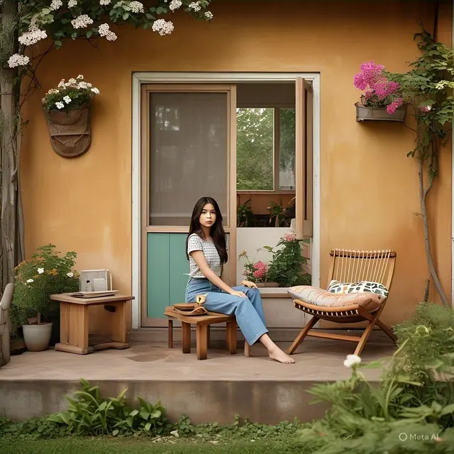 Model Depan Rumah Sederhana dengan Konsep Kursi Santai di Teras