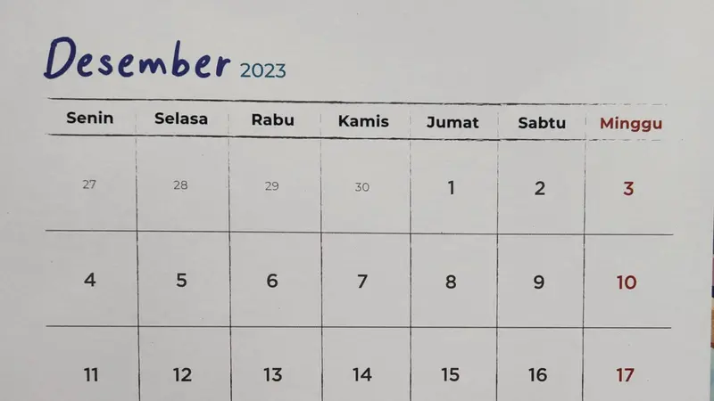 Daftar cuti bersama dan libur nasional Desember 2023