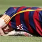 Lionel Messi diperkirakan absen selama 7-8 minggu karena cedera ligamen. REUTERS/Sergio Perez