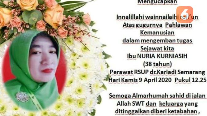 Ucapan duka cita dan dukungan kepada Sang Perawat pun membanjiri media sosial. (foto: Liputan6.com/FB/edhie prayitno ige)