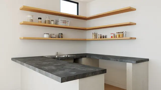 Model Dapur Kecil Meja Semen dan Ambalan Dinding/Ilustrasi Gemini AI