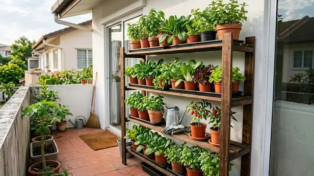 Ide Kebun Sayur untuk Rumah Kontrakan yang Tidak Boleh Dibongkar (AI Generated)